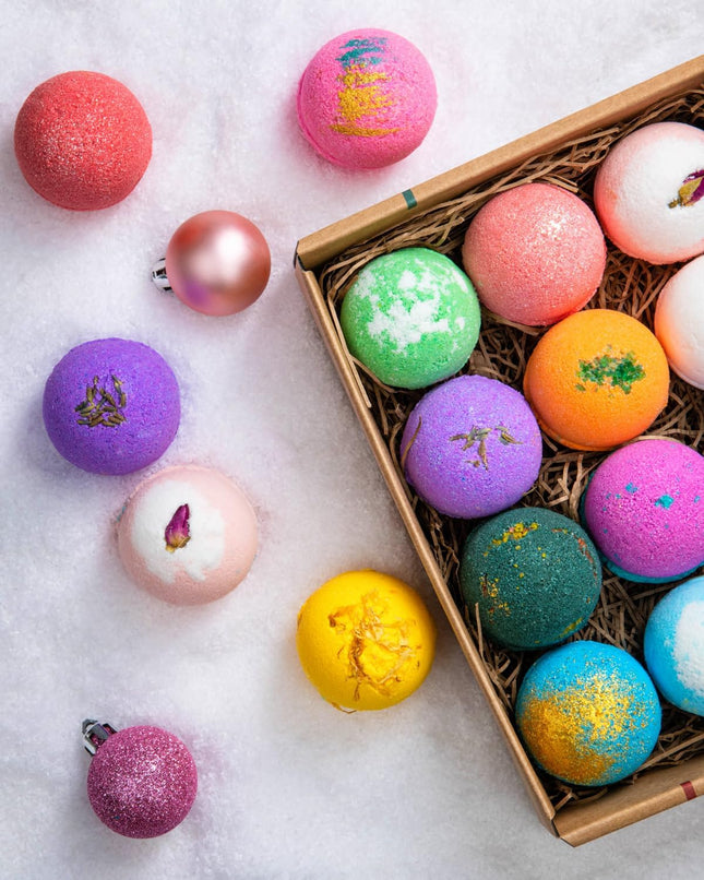 Lifearound2Angels Bath Bombs Gift Set 12 USA Made Fizzies, Shea & Coco Butter Dr