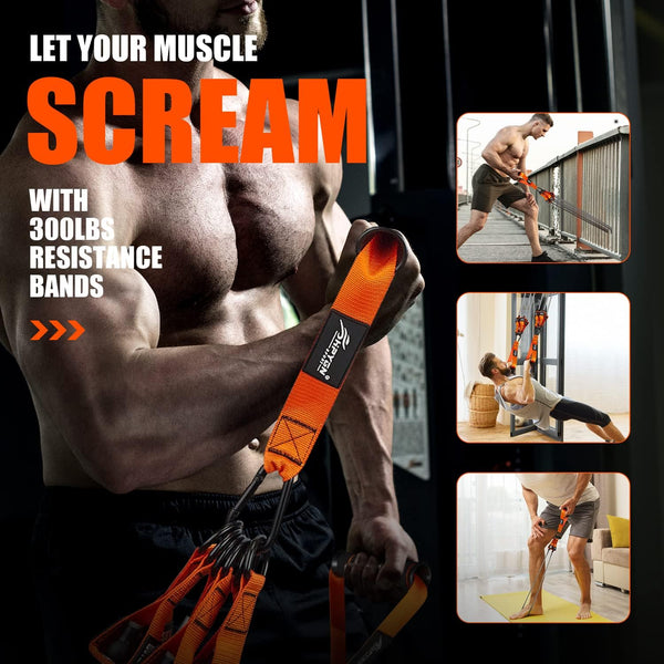 Resistance Bands, Heavy Exercise Bands with Handles, Fitness Bands Set for Working Out, Workout Bands for Men, Weight Bands for Muscle Training,