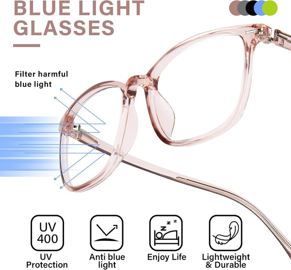 FONHCOO Blue Light Blocking Glasses Women Men TR90 Fashion Frame Computer Blue Light Glasses Crystal Brown
