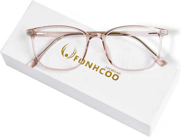 FONHCOO Blue Light Blocking Glasses Women Men TR90 Fashion Frame Computer Blue Light Glasses Crystal Brown