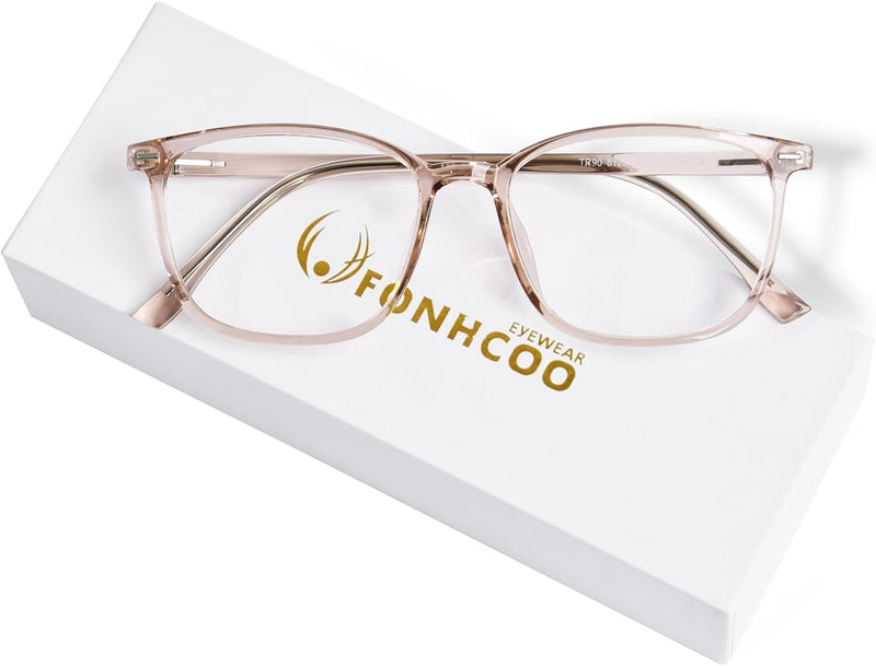 FONHCOO Blue Light Blocking Glasses Women Men TR90 Fashion Frame Computer Blue Light Glasses Crystal Brown