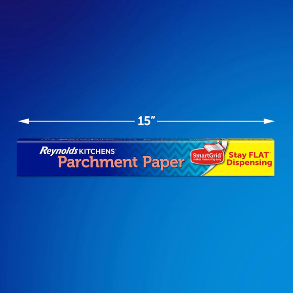Reynolds Kitchens Stay Flat Parchment Paper Roll with SmartGrid, 45sq ft Standard 45 Sq Ft (Pack of 1)