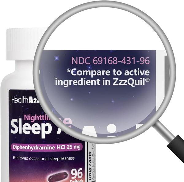 HealthA2Z Sleep Aid, Diphenhydramine HCl 25mg Softgels, Supports Deeper, Restful Sleeping, Non Habit-Forming (96 Softgels) 96 Count (Pack of 1)