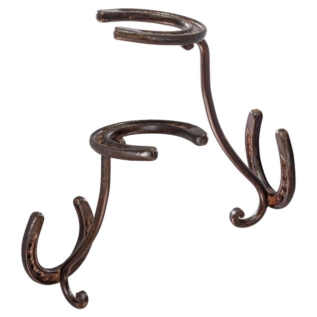 Cowboy Hat Rack - Set of 2 Decorative Wall-Mounted Holder - Heavy-Duty Iron Hanger and Organizer DIY Kit for Hats, Coats