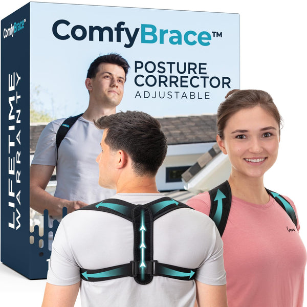 Comfybrace Posture Corrector-Back Brace for Men and Women- Fully Adjustable Straightener for Mid, Upper Spine Support- Neck, Shoulder, Clavicle