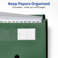 Avery Expanding File Folder Organizer, 13-Pocket Accordion File Organizer, Sage, Holds 425 Letter/A4-Size Sheets (73555)