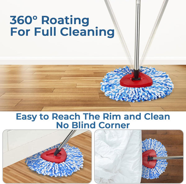 Matthew Cleaning 6Pack Blue Microfiber Spin Mop Replacement Head Compatible with Easywring Spin Mop Replace Head-Easywring High Absorbency,Machine
