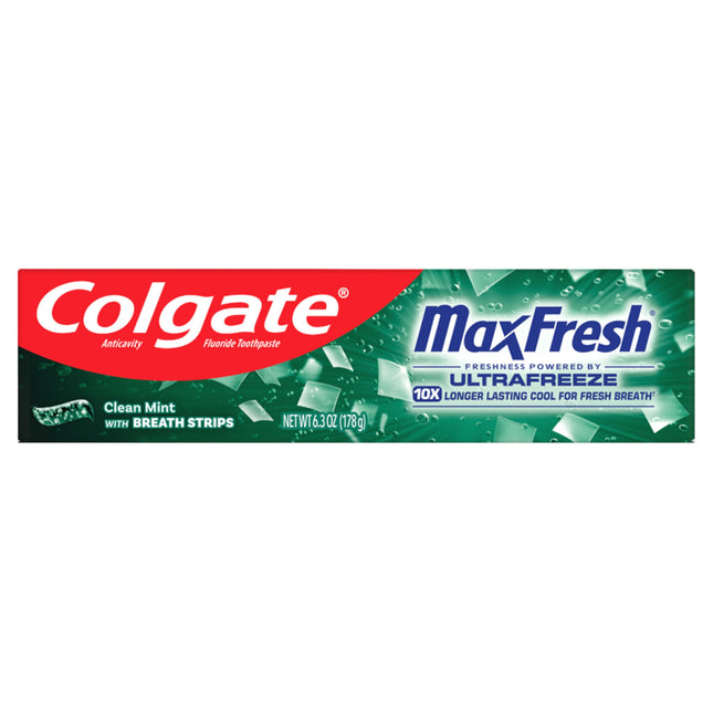 Colgate Max Fresh with Whitening Toothpaste with Mini Breath Strips, Clean Mint 