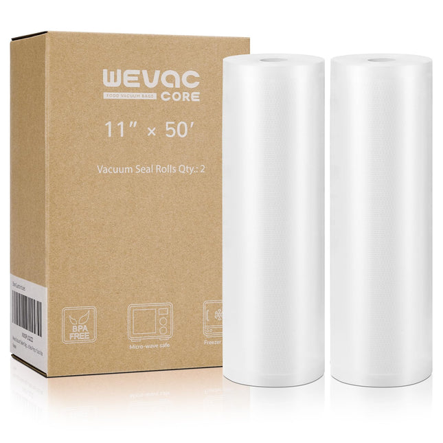 Wevac Vacuum Sealer Bags 11X50 Rolls 2 Pack for Food Saver, Seal a Meal, Weston. Commercial Grade, BPA Free, Heavy Duty,