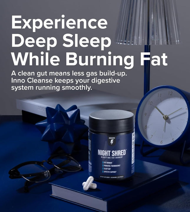 Night Shred Fat Burner and Natural Sleep Support | Ashwaganda, 5-HTP, CLA, Melat