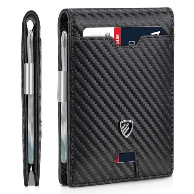 RUNBOX Mens Slim Wallet with Money Clip RFID Blocking Bifold Credit Card Holder 