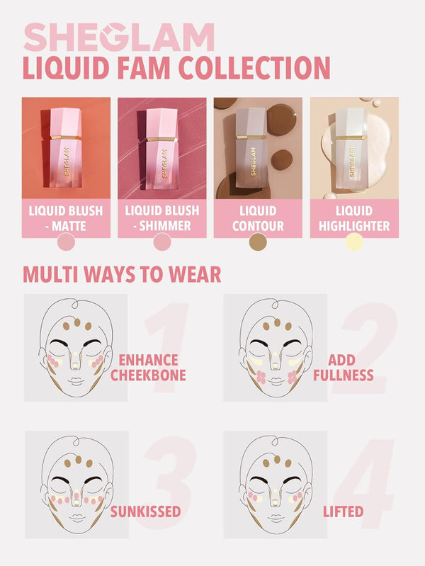 SHEGLAM Color Bloom Liquid Blush Makeup for Cheeks Matte Finish - Petal Talk