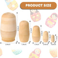 Charniol 15 Pieces Unpainted Blank Russian Nesting Dolls Plain Unfinished Wooden Nesting Dolls Handmade DIY Traditional Matryoshka for Kids Teens