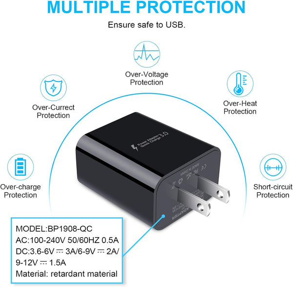 Quick Charge 3.0 Wall Charger Fast Charging Block for Samsung Galaxy A17 5G 1-Pack Black