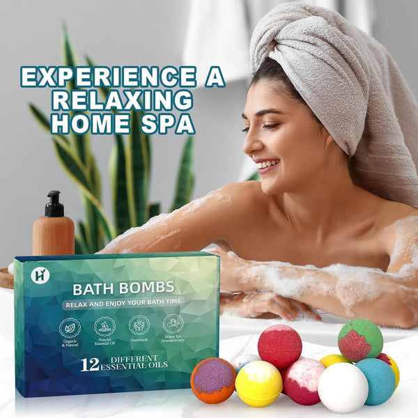 Bath Bombs Birthday Gifts for Women & Men Set, 12 Pack Handmade Natural Organic Bath Bomb with Shea Butter, Halloween Boo Basket Stuffers,