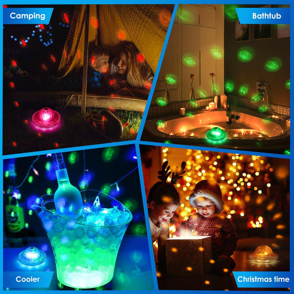 Floating Pool Lights with 6 Dynamic Lighting Effects, IP68 Waterproof, Rechargeable RGB Upper and Lower Color Changing for Inground Pools - 6 Pack