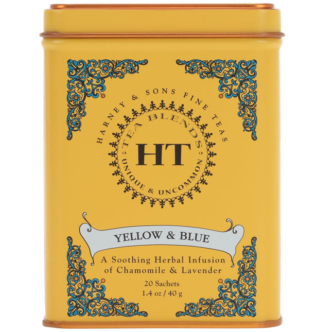 Harney & Sons Master Yellow & Blue Tea Tin - Herbal Blend of Chamomile, Lavender