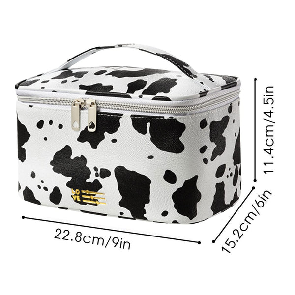 KITENROM Portable Makeup Bag Cow Printed Cosmetic Bags for Women Medium Pouch Case Purse Make up Organization Waterproof (Print Cow)