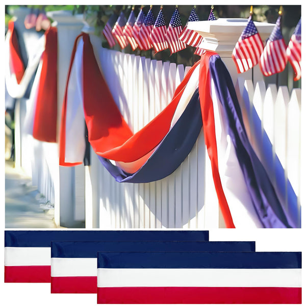 2x20 Ft Red White and Blue Banner Decorations 3 Pack,4th of July Banners for Outside,Bunting Flags for Independence Day,Labor Day,Veterans