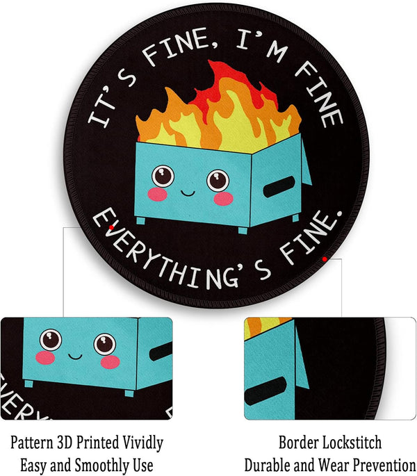 Gctriki Dumpster on Fire Round Mouse Pad, Funny Mousepad for Laptop 8.6 in | Small Gaming Mouse Pad, Stitched Edge, Non-Slip Rubber Base, Funny