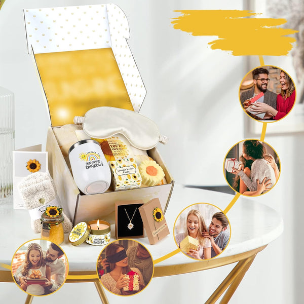 Sending Sunshine Gift, Sunflower Gifts for Women, Care Package, Birthday Gifts Box, Get Well Soon Gifts Basket Thinking of You Gift for Women,