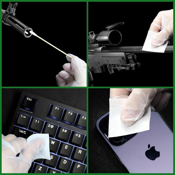 1700PCS gun cleaning supplies—1500PCS Gun Cleaning Patches +200PCS Gun Cleaning swabs,2"x2"Lint Free Gun Cleaning Rags,6"Long Cotton swabs for 9mm