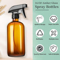 GIVAMEIHF 16oz Amber Glass Spray Bottles,2 Pack Glass Spray Bottles Refillable Empty Bottle with Adjustable Nozzle,Spray Bottle for Essential
