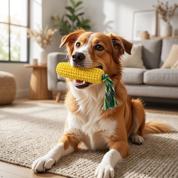 Carllg Dog Chew Toys for Aggressive Chewers, Indestructible Tough Durable Squeaky Interactive Dog Toys, Puppy Teeth Chew Corn Stick Toy for Small