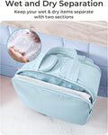 BAGSMART Travel Toiletry Bag, Crush Toiletry Bag for Women, Wide-open Puffy Toiletry Bags for Traveling, Large Travel Cosmetic Makeup Bag