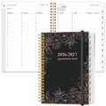 2026-2027 Appointment Book - 2026-2027 Daily Hourly Planner from July 2026 - June 2027,12 Monthly Tabs, Inner Pocket, 6.4" x 8.5", Black Flower