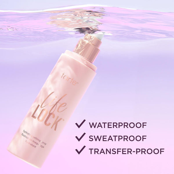tarte Life Lock Hydrating Setting Spray – 10-in-1 Weightless Mist with Hyaluronic Acid to Hydrate & Lock Long-Lasting Makeup, Waterproof,