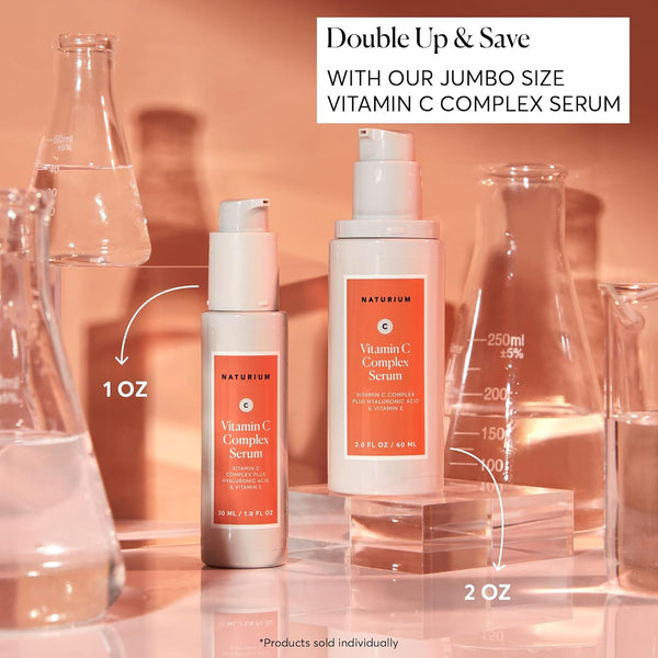 Naturium Vitamin C Complex Face Serum, Anti-Aging Facial Treatment with Hyaluronic Acid & Vitamin E, 1 Oz