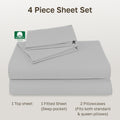 Natural 100% Cotton Queen Sheets Set, Soft, Durable Sateen, Light Grey | Good Housekeeping Seal, Lightweight, Breathable, For Hot Sleepers, 4pc