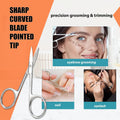 Facial Hair Small Grooming Scissors For Men Women - Eyebrow, Nose Hair, Mustache, Beard, Eyelashes, Ear Trimming Kit - Curved and Rounded Safety