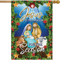 Jesus is the Reason Christmas House Flag Religious Nativity 28" x 40"