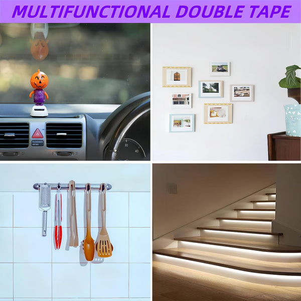 Gasenvan Double Sided Tape Heavy Duty, Mounting Adhesive Tape 1/4 in x 15.4 ft, Waterproof Adhesive Strip Tape for Indoor & Outdoor, Automotive
