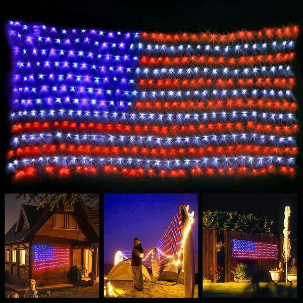 American Flag String Lights, Waterproof Led Flag Net Light, with 420 Super Bright LED, for Yard Garden Decoration, Festival, Holiday, Party