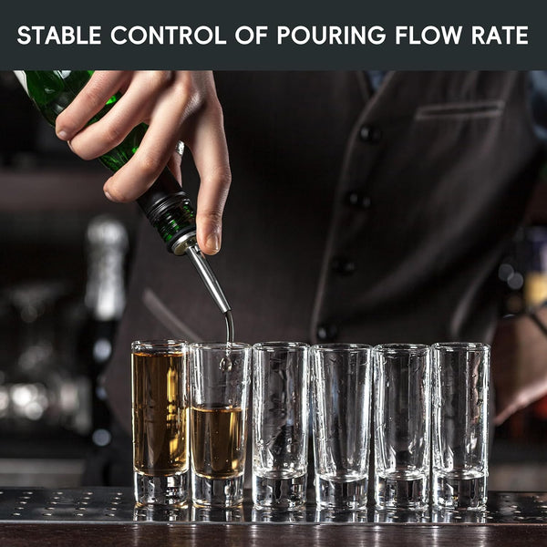 AOZITA 12 Pack Classic Bottle Pourers, Stainless Steel Liquor Pour Spouts Tapered Spout - Liquor Pourers with Rubber Dust Caps for Alcohol, Olive