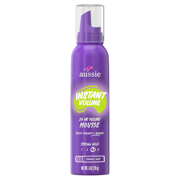 Aussie Instant Volume Mousse Triple Pack, 24-hour Volume Mousse, 6 oz Tropical fruit 6 Fl Oz (Pack of 3)