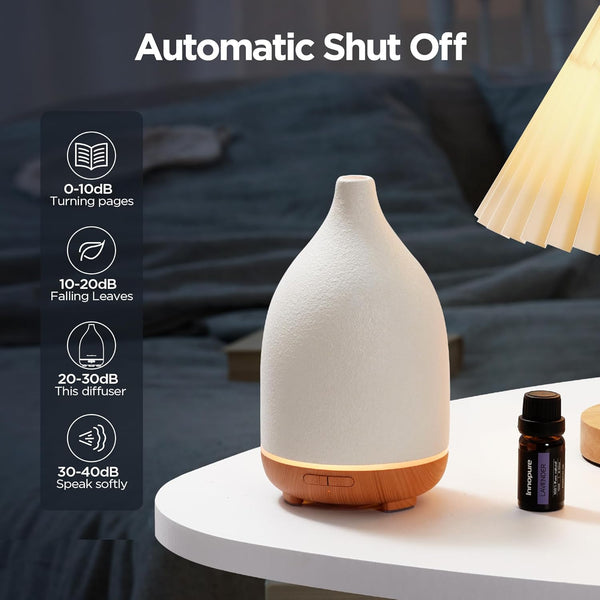 Innogear Oil Diffuser, 150ML Ceramic Diffuser for Essential Oils Handcrafted Aromatherapy Diffuser Ultrasonic Cool Mist Humidifier with 2 Mist