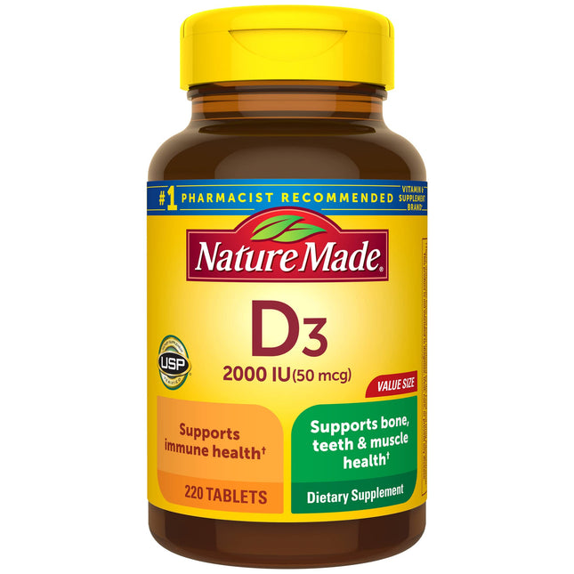 Nature Made Vitamin D3 2000 IU (50 Mcg), Dietary Supplement for Bone, Teeth, Mus