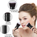 Retractable Kabuki Brush, 2 Pack Travel Foundation Face Makeup Brush Set Black