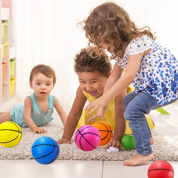 12Pcs 5Inch Mini Basketballs,Colorful Rubber InflatableBasketball,Pool Kick Balls Toy with Inflation Pump for Indoor Mini Basketball Hoop,Beach