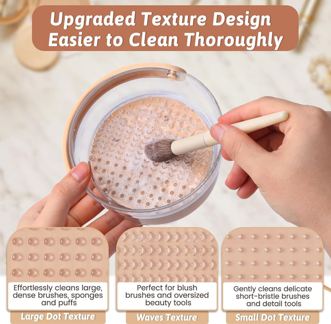 3 in 1 Makeup Brush Cleaner Mat, Silicone Makeup Brush Cleaner Bowl and Dryer, Waterproof Makeup Brush and Sponge Cleane