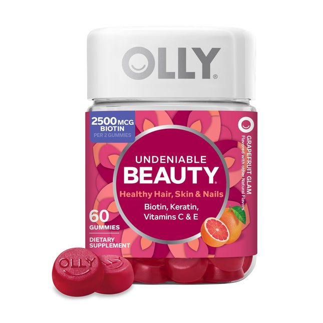 OLLY Hair Skin and Nails Gummies, Undeniable Beauty, Biotin - 60 Count 60 Count