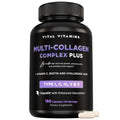 Vital Vitamins Multi Collagen Complex plus - with Biotin, Hyaluronic Acid, Vitamin C - Type I, II, III, V, X - for Women & Men - Hair, Skin, Nails