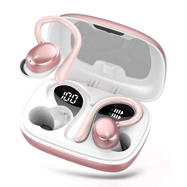 KT1 Wireless Earbuds V5.3, 120H Playtime, Bluetooth Earphones for Small Ear, IPX7 Waterproof Running Headphones, Deep Bass, over Ear Sport