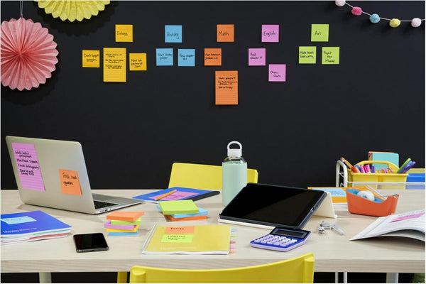 Post-it Super Sticky Notes, 4 x 4 in, Neon Fizz, 6 Lined Pads | School Supplies and Oﬃce Supplies, 2X the Sticking Power 4" x 4"