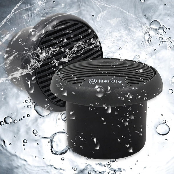 Herdio 3" Inch Marine Bluetooth Speakers Boat Motorcycle Hot Tub Stereo with Max Power 140 Watt (Black)