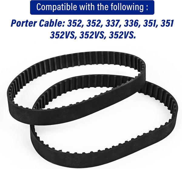 Sander Toothed Drive Belt Compatible With 848530 Porter Cable Fits 351/352 336/337 Variable speed Belt Sanders - 2Pack